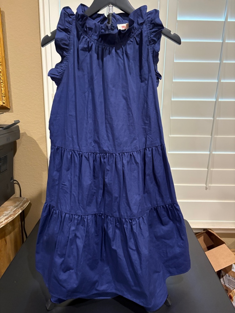 Mazik Navy Blue Ruffle Tiered Dress